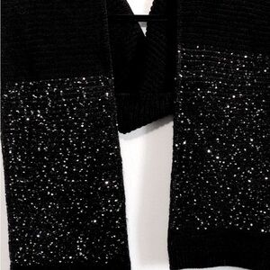 Michael Kors Black Sequin Knit Scarf